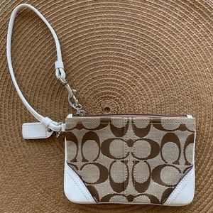 Coach signature wristlet white leather brand new